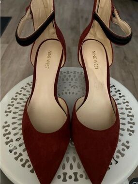 Craft Burgundy Pointed-Toe Ankle-Strap Heels